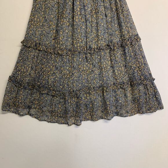 Anthropologie Dress Cottagecore Midi Feminine Peasant Tiered Floral Flounce Blue - Picture 7 of 10